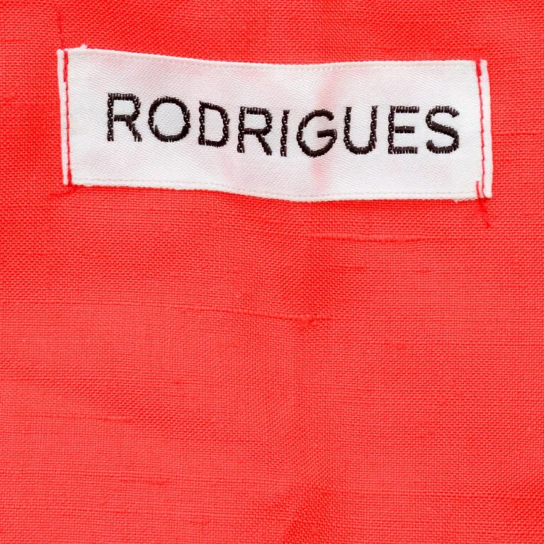 1960s Rodrigues Orange Red Silk Dress w/ Keyhole Opening Deadstock