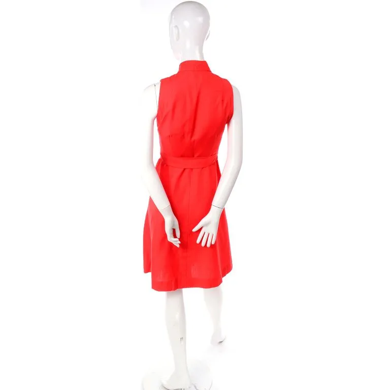 1960s Rodrigues Orange Red Silk Dress w/ Keyhole Opening Deadstock