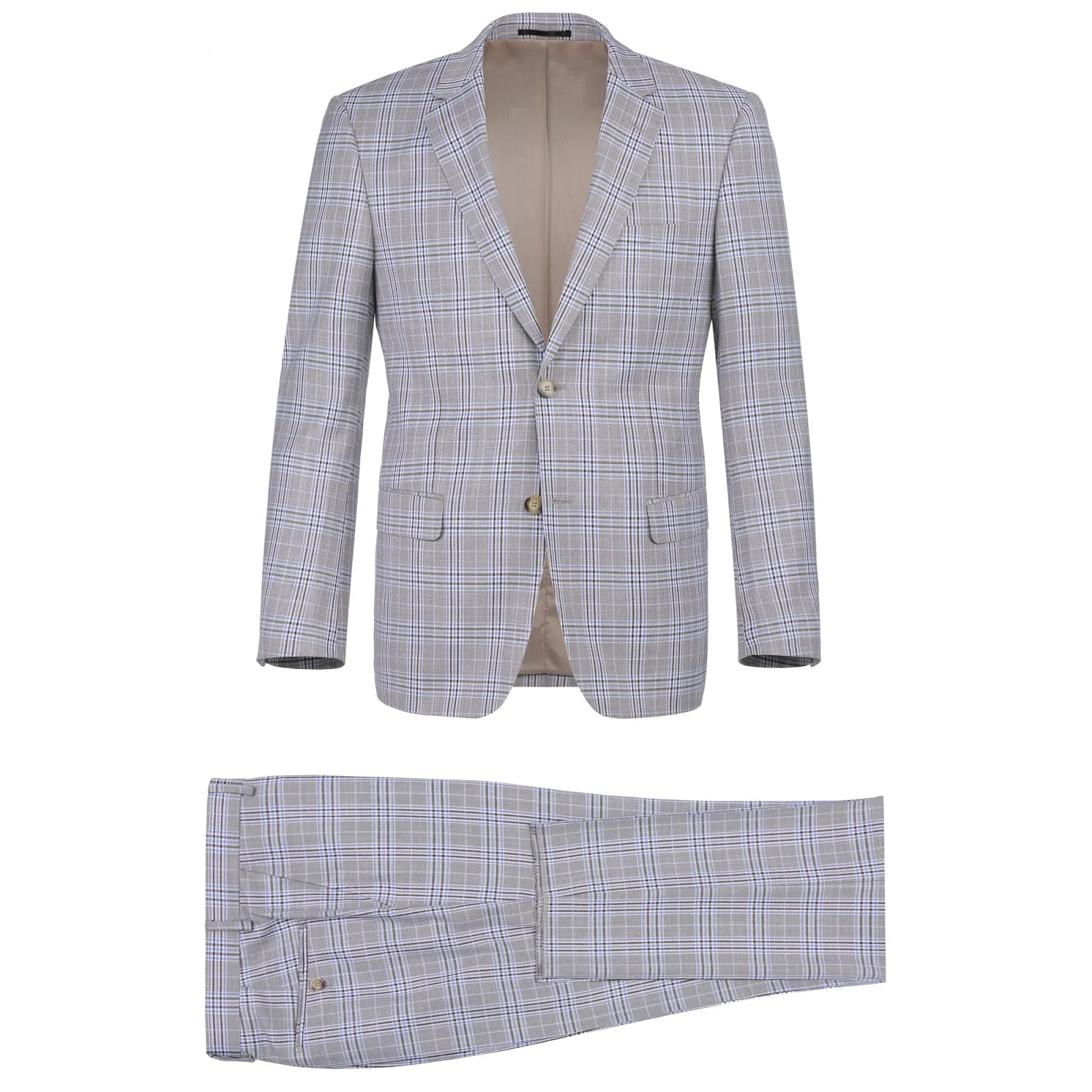 Alessandro Vitello by Renoir Gray 2-Piece Slim Fit Single Breasted Check Dress Suit 292-7