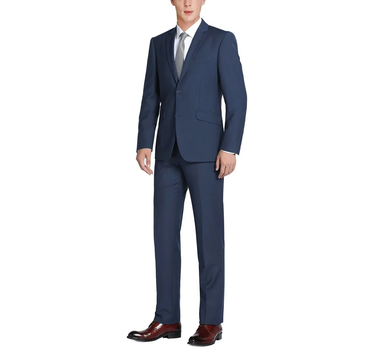 Alessandro Vitello by Renoir Navy Blue 2-Piece Classic Fit Single Breasted Notch Lapel Suit 201-19