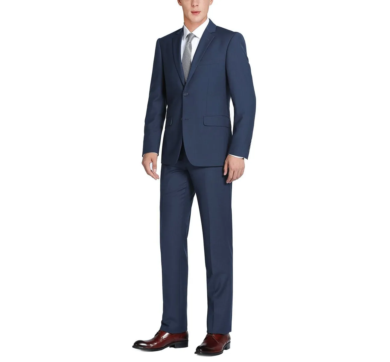 Alessandro Vitello by Renoir Navy Blue 2-Piece Classic Fit Single Breasted Notch Lapel Suit 201-19