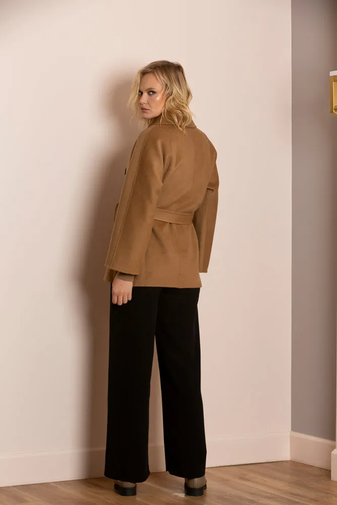 Alina Cashmere and Mulberry Silk Blended Double Breast Short Coat