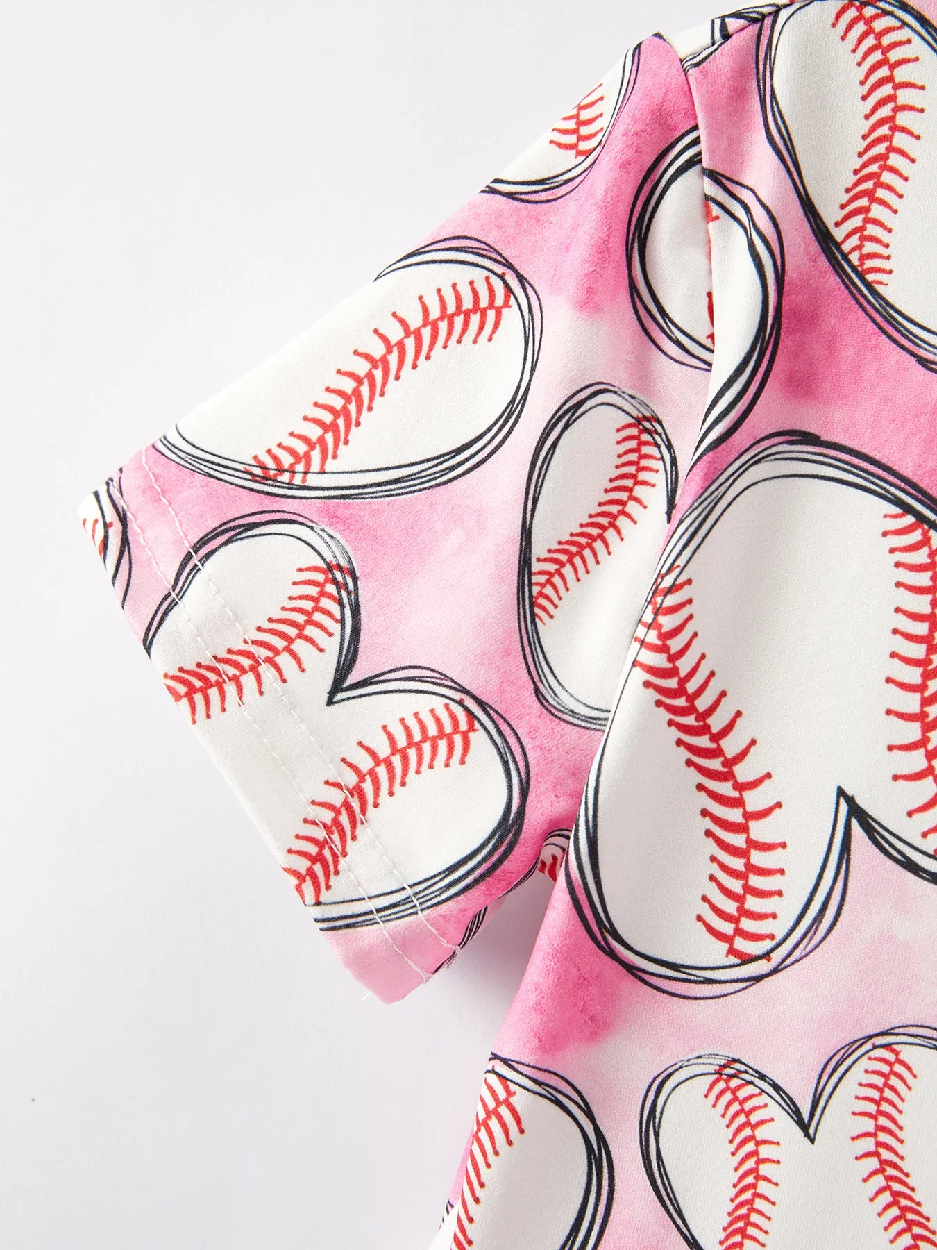 Baseball Print Milk Silk Girls Pink Dress