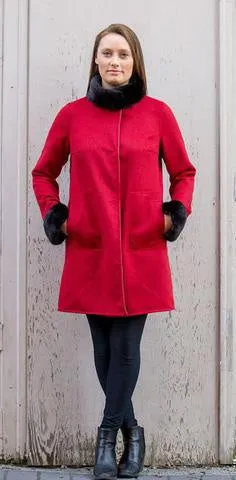 Bergen of Norway Kari - Red Loro Piana Cashmere Mink Coat