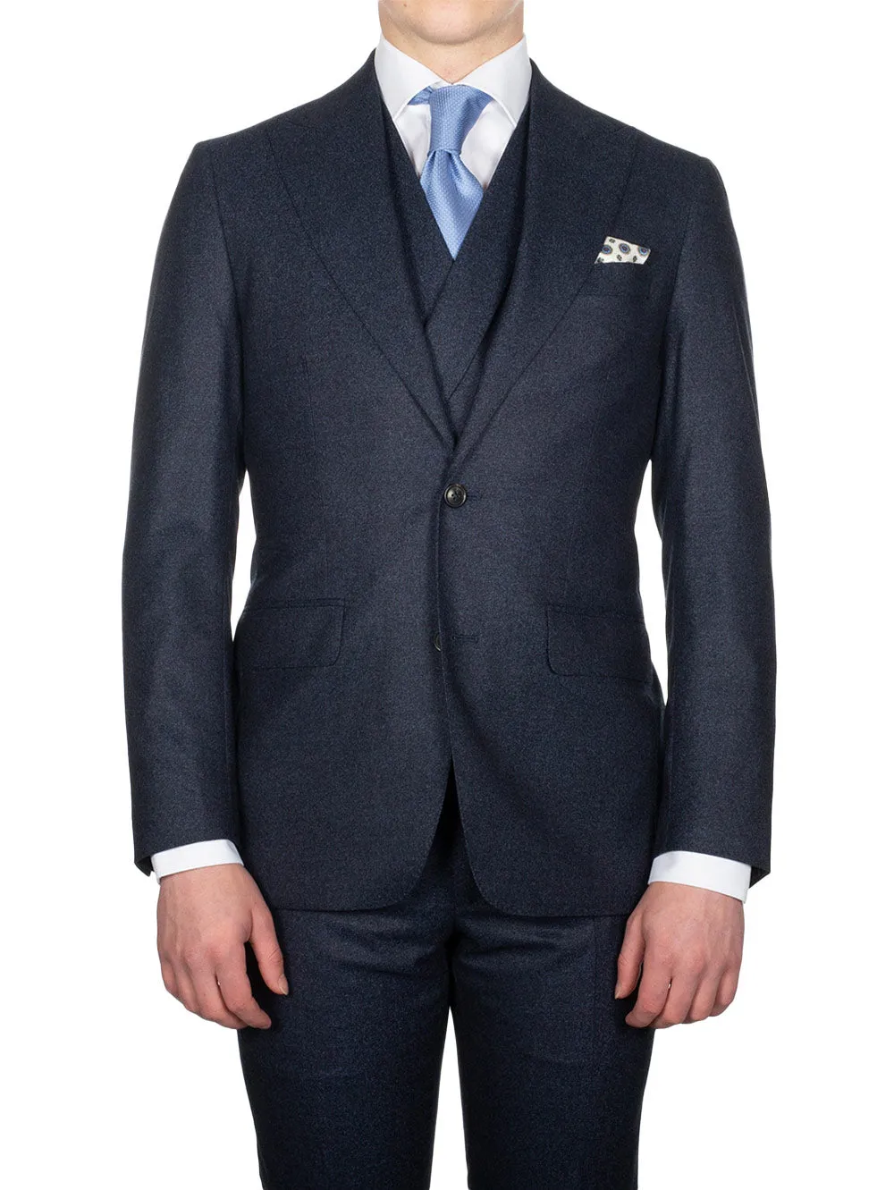 Brushed Wool 3 Piece Suit Navy