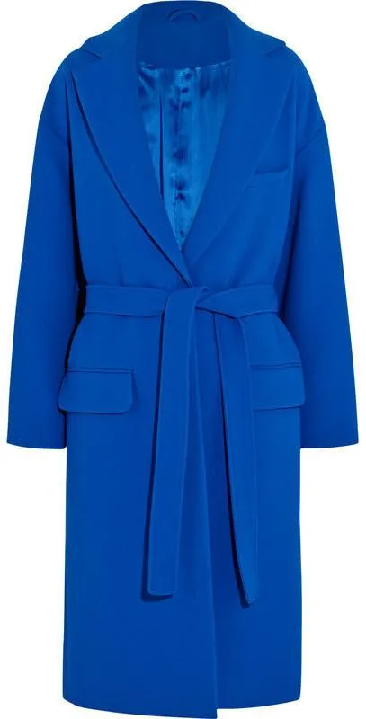 Cashmere & Wool Wrap Coat in Blue