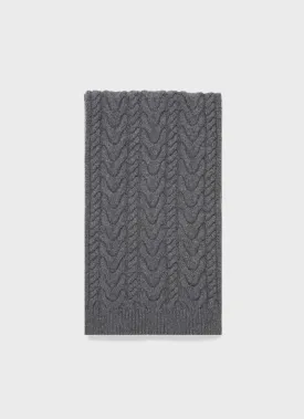 Cashmere Cable Scarf in Mid Grey Melange