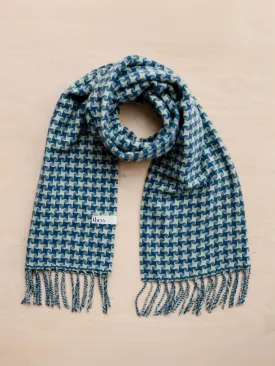 Cashmere oversized scarf in green star houndstooth