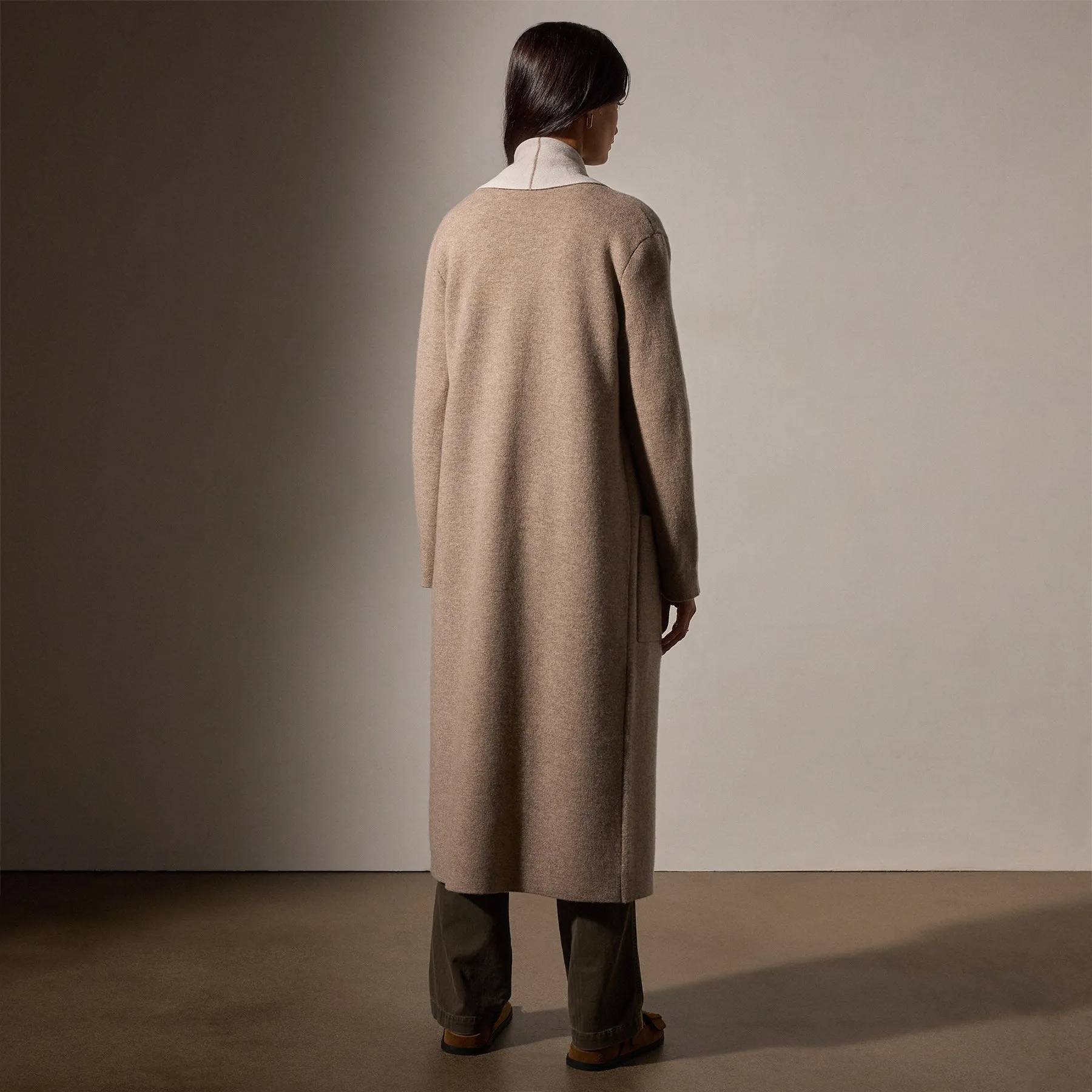 Cashmere Shawl Collar Coat - Coyote/Pearl