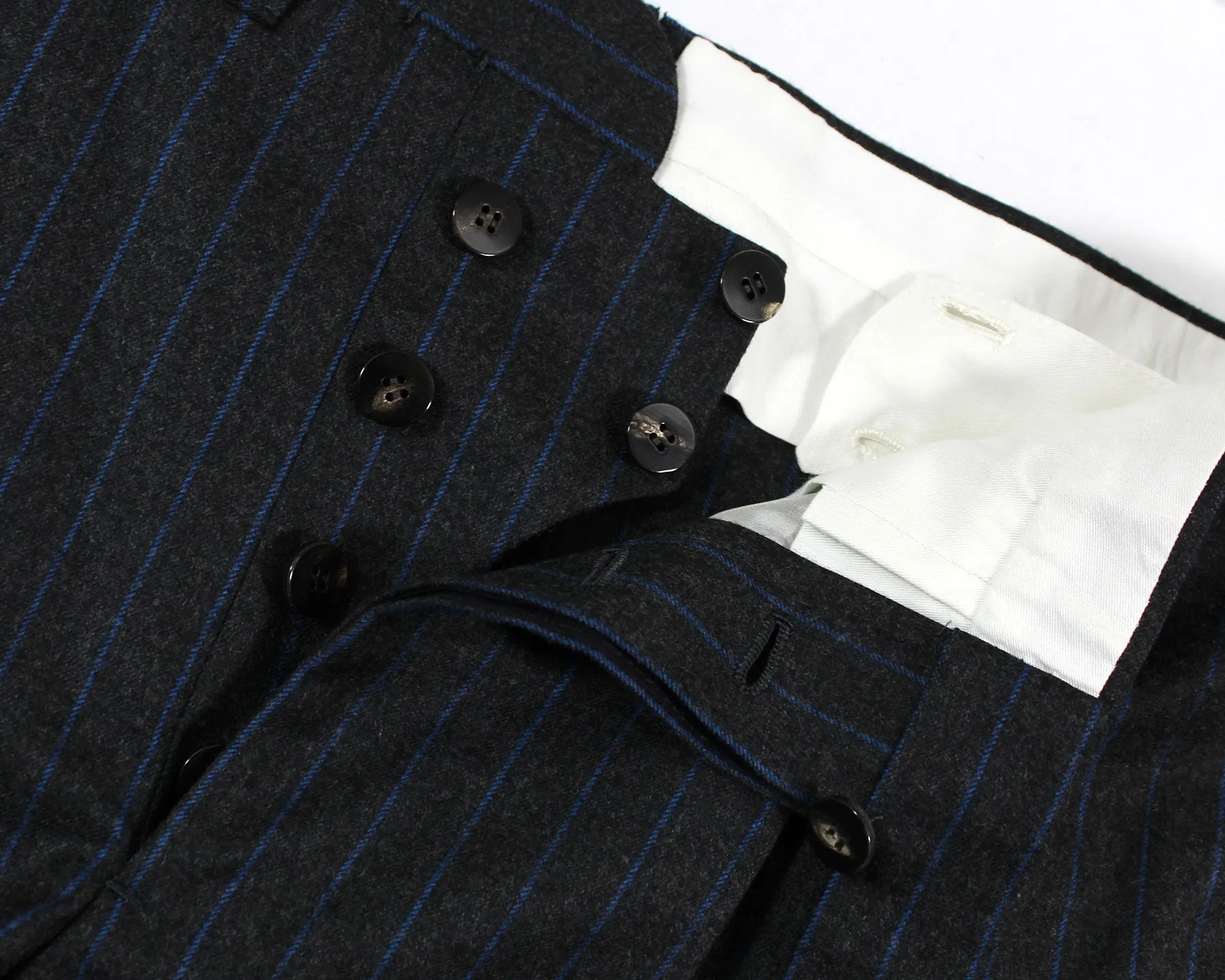 Cesare Attolini Suit Gray Royal Blue Stripes - Pleated Pants EU 50/ US 40 SALE