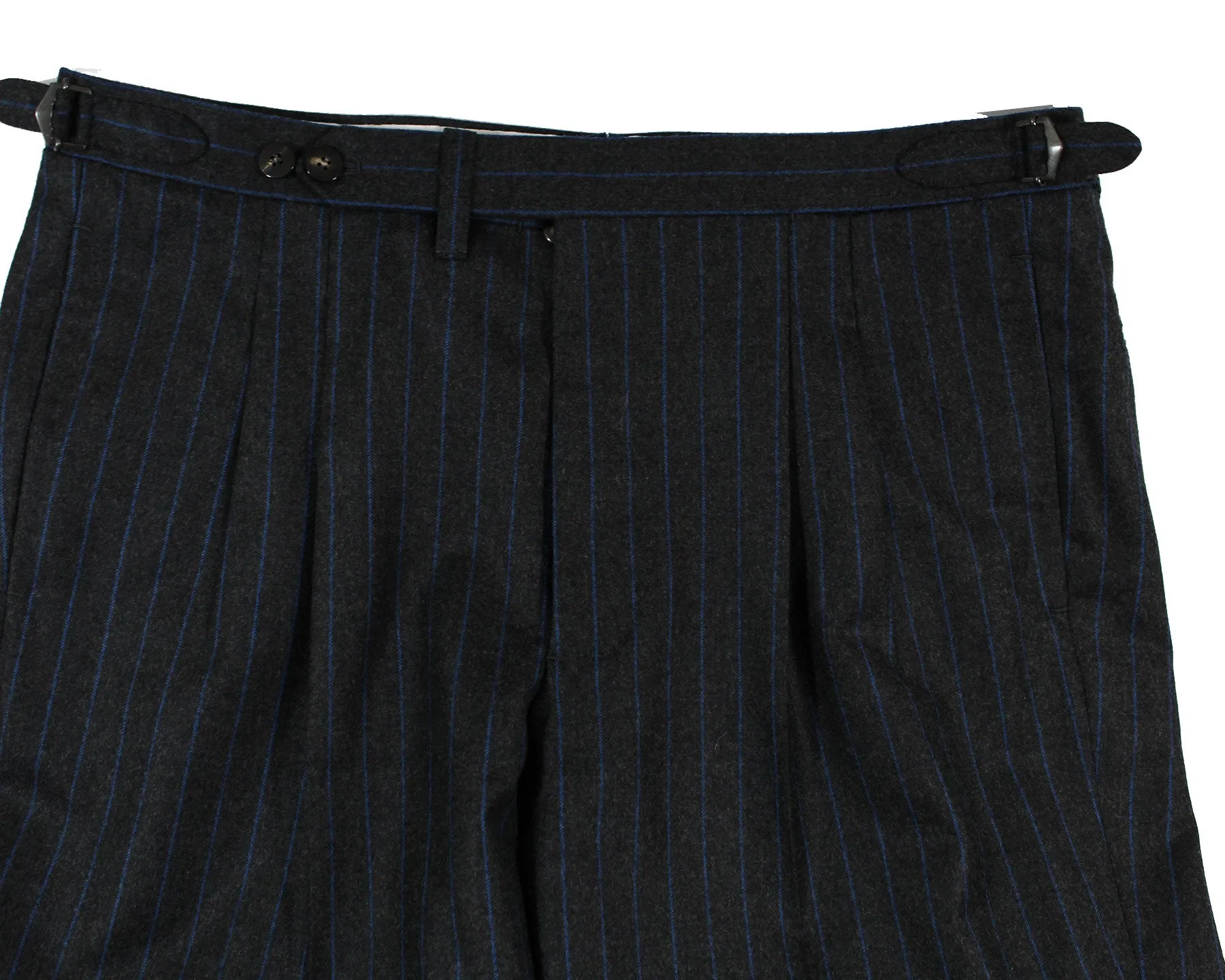 Cesare Attolini Suit Gray Royal Blue Stripes - Pleated Pants EU 50/ US 40 SALE