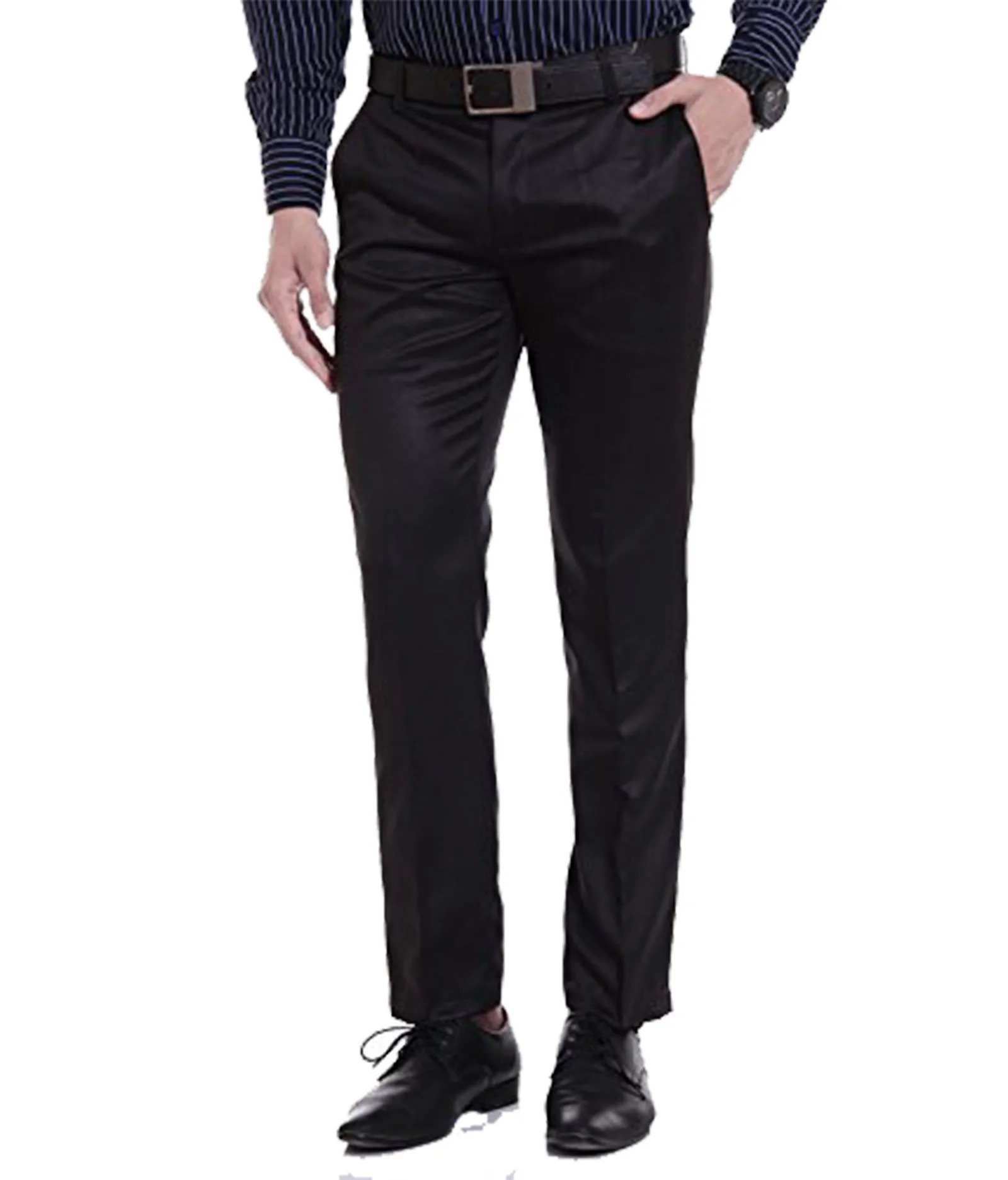 Cliths Men's Formal Trouser Slim Fit /Black Flat Front Formal Pants For Mens