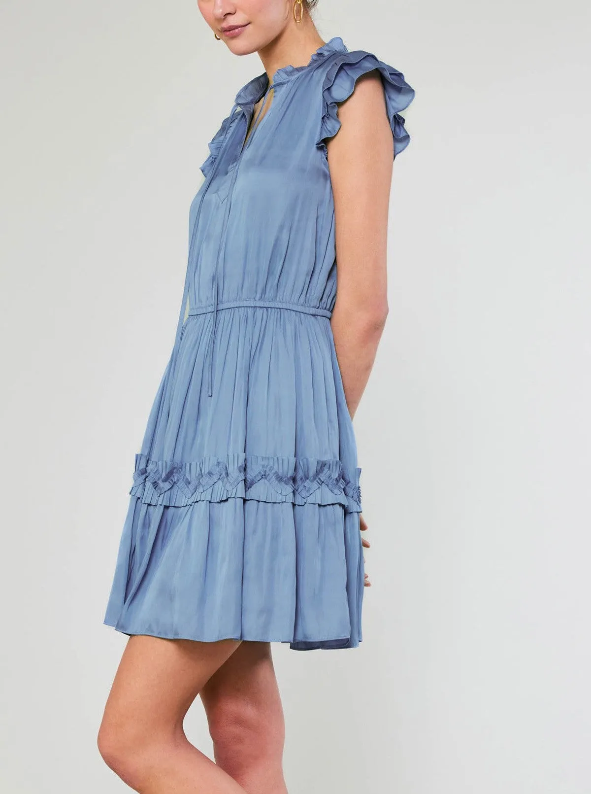 Current Air Flutter Sleeve Ruffle Mini Dress