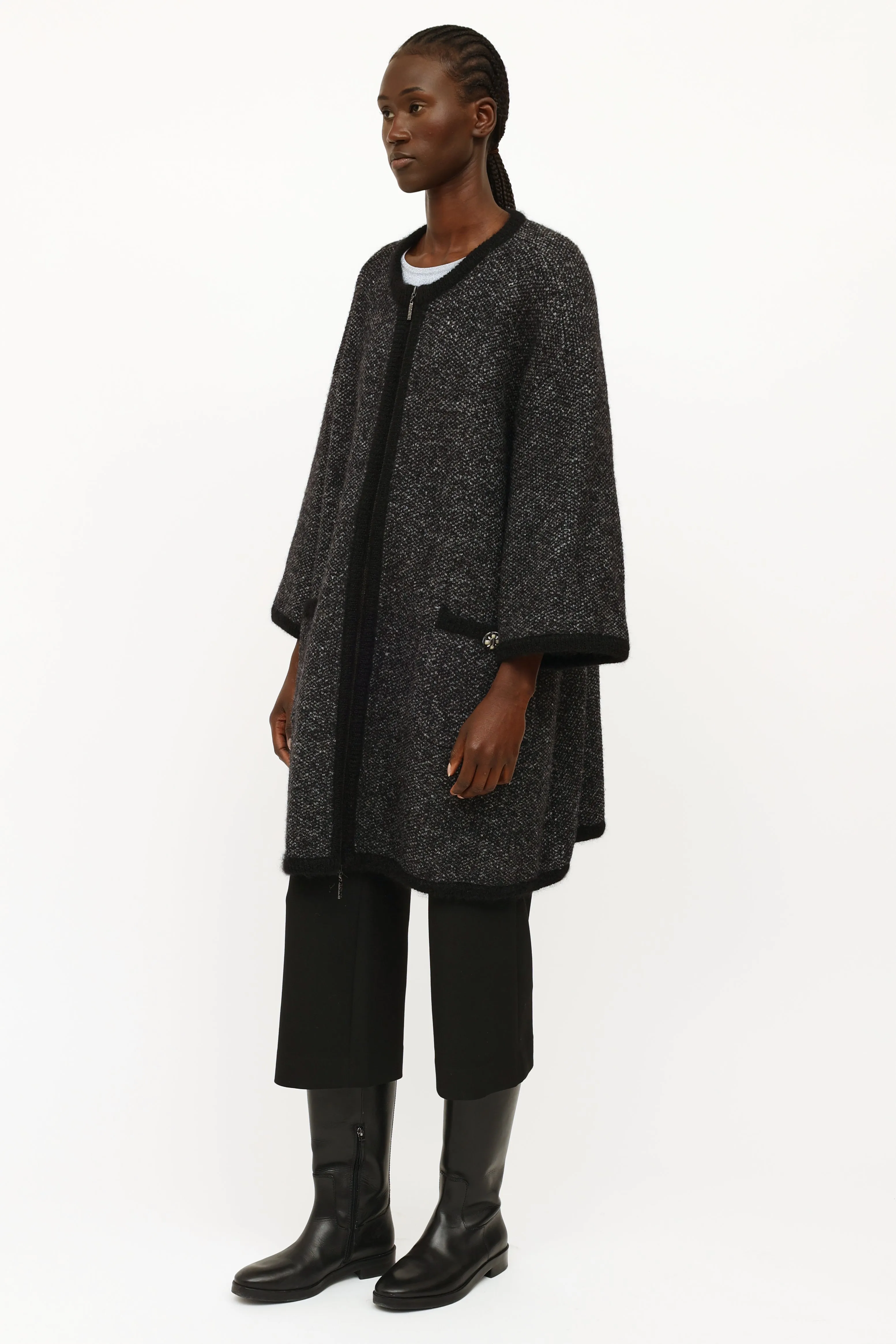 Dark Grey Oversized Cashmere Coat