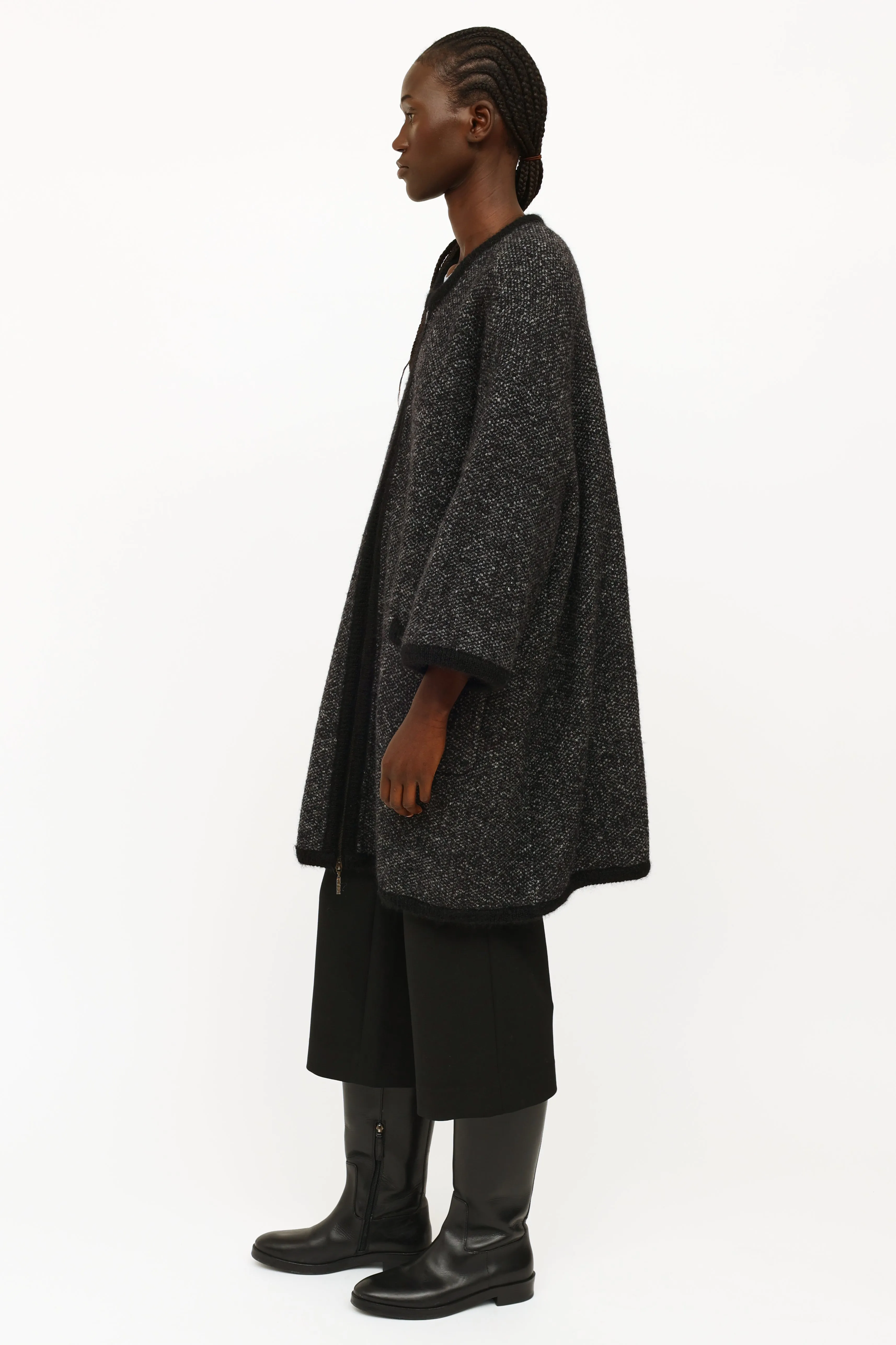 Dark Grey Oversized Cashmere Coat