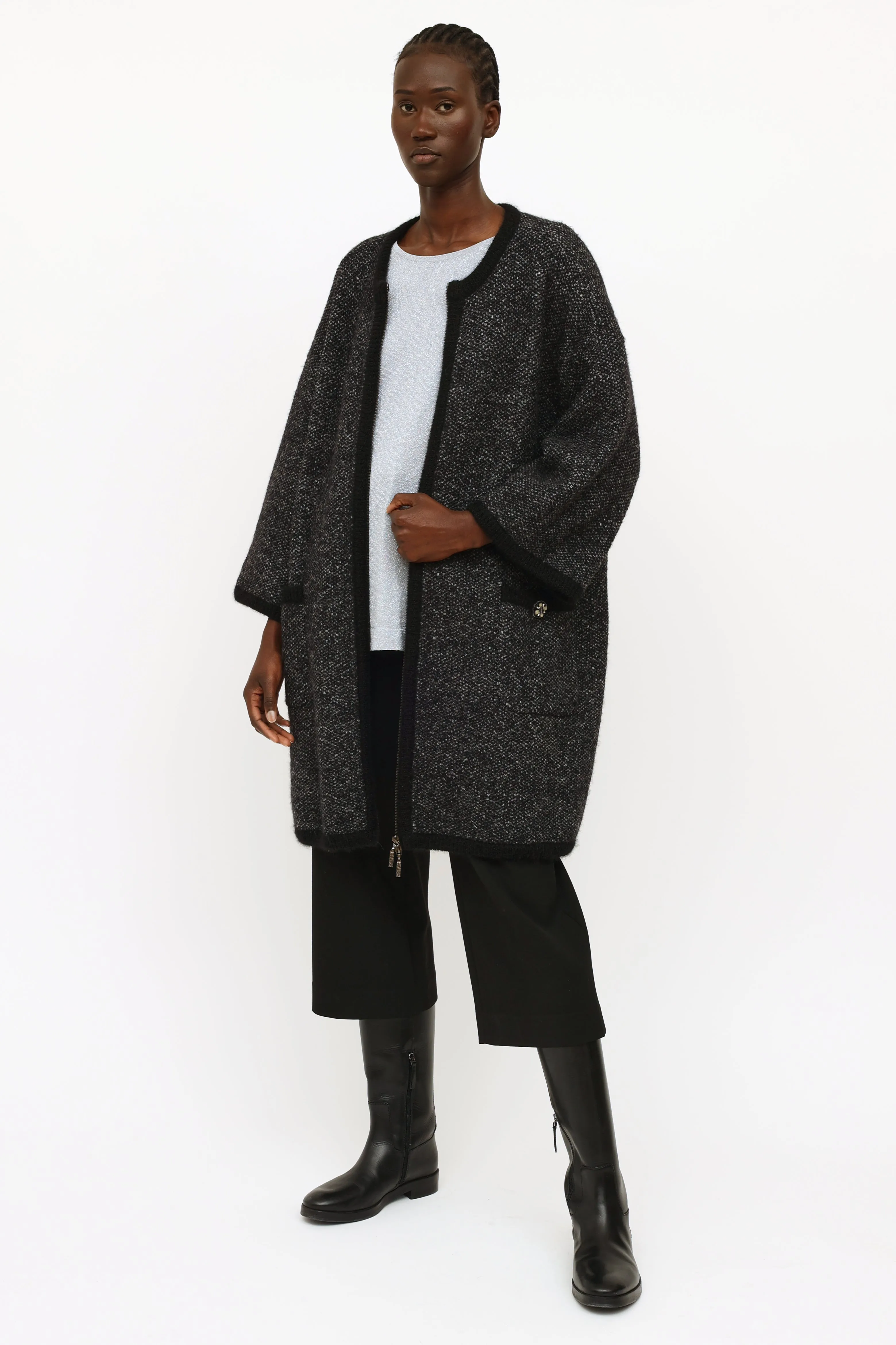 Dark Grey Oversized Cashmere Coat