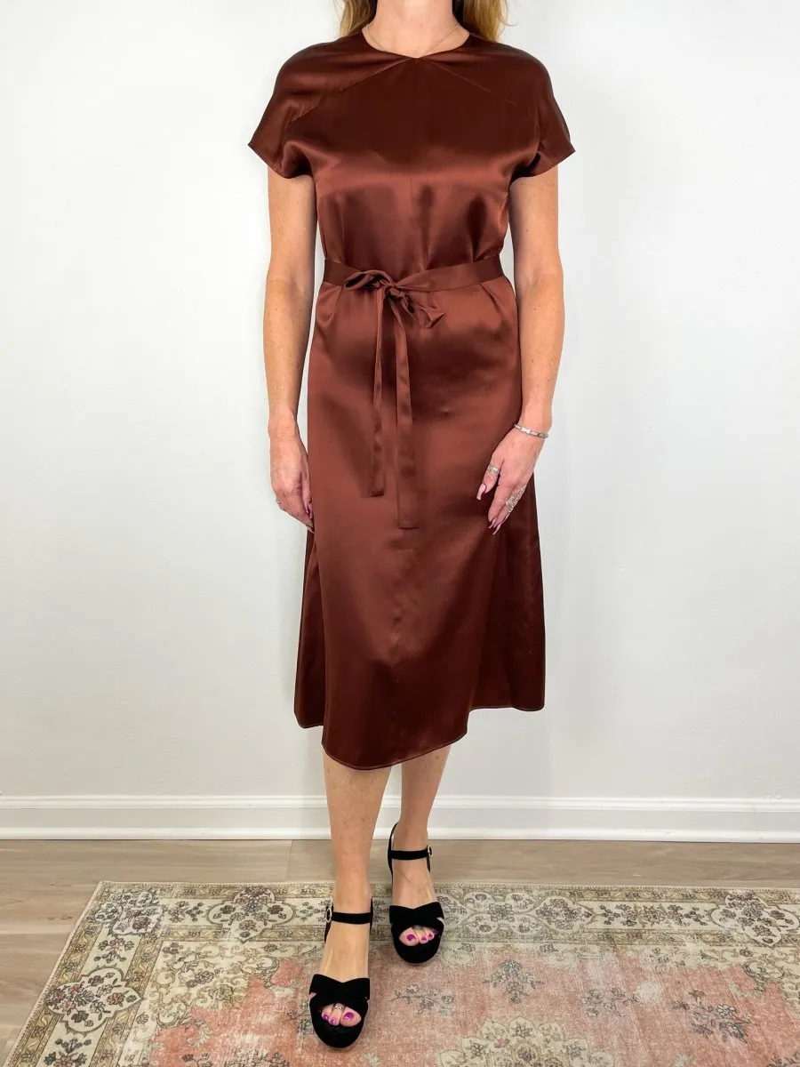 Dauphine Dress Silk Satin in Mahogany