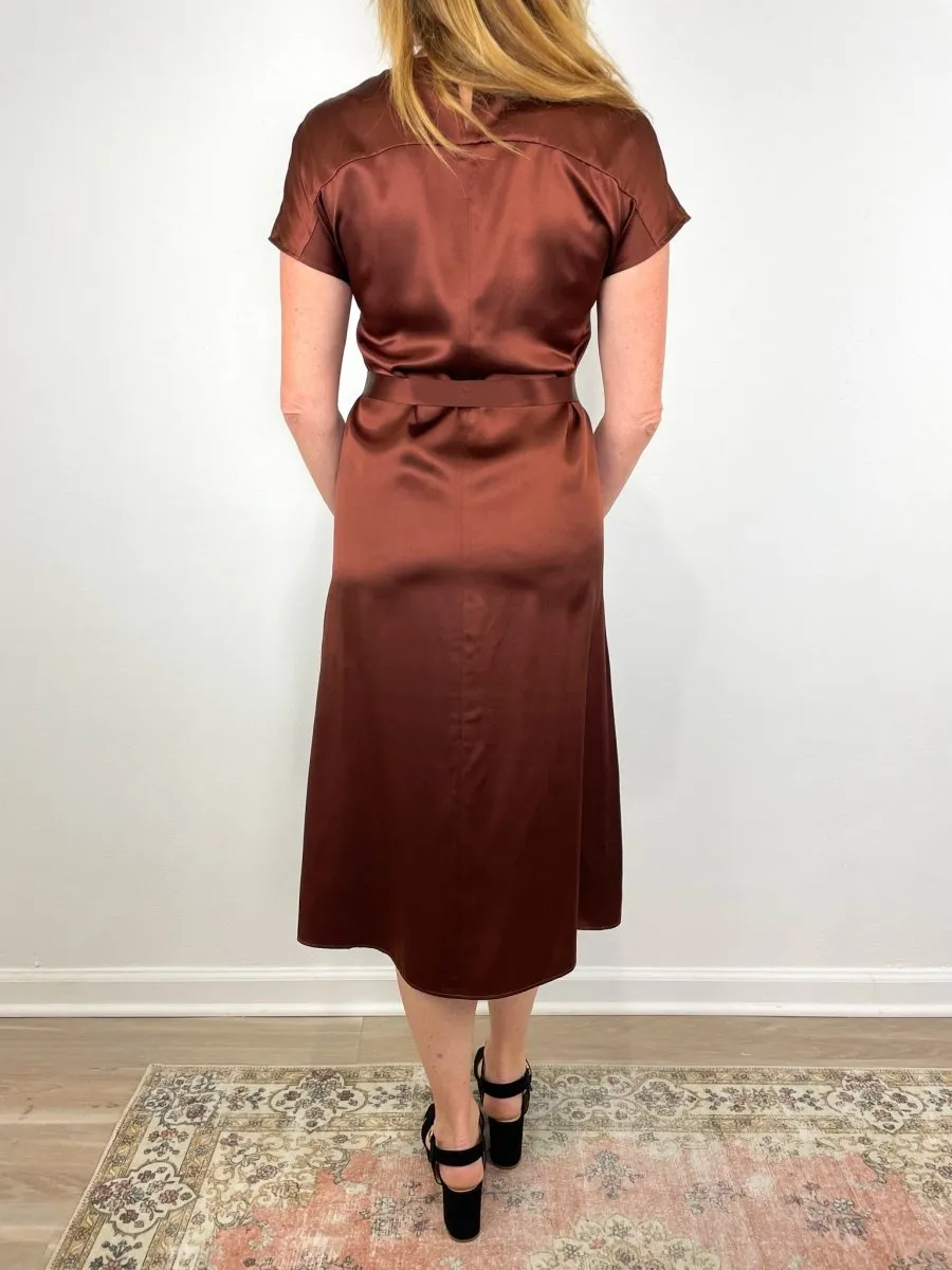 Dauphine Dress Silk Satin in Mahogany