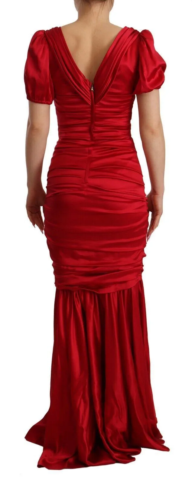 Dolce & Gabbana Red Silk Stretch Sheath Mermaid Gown Dress