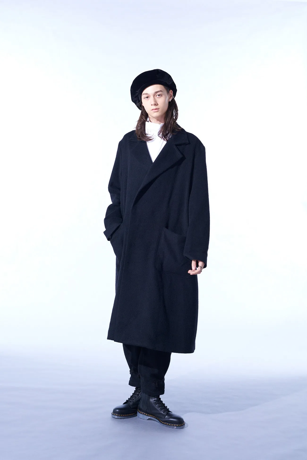 ECO WOOL BEAVER DOUBLE-BREASTED SNAP BUTTON LONG COAT