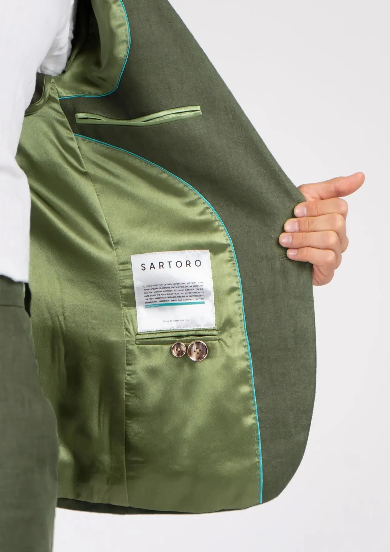 Eldridge Juniper Green Linen Suit