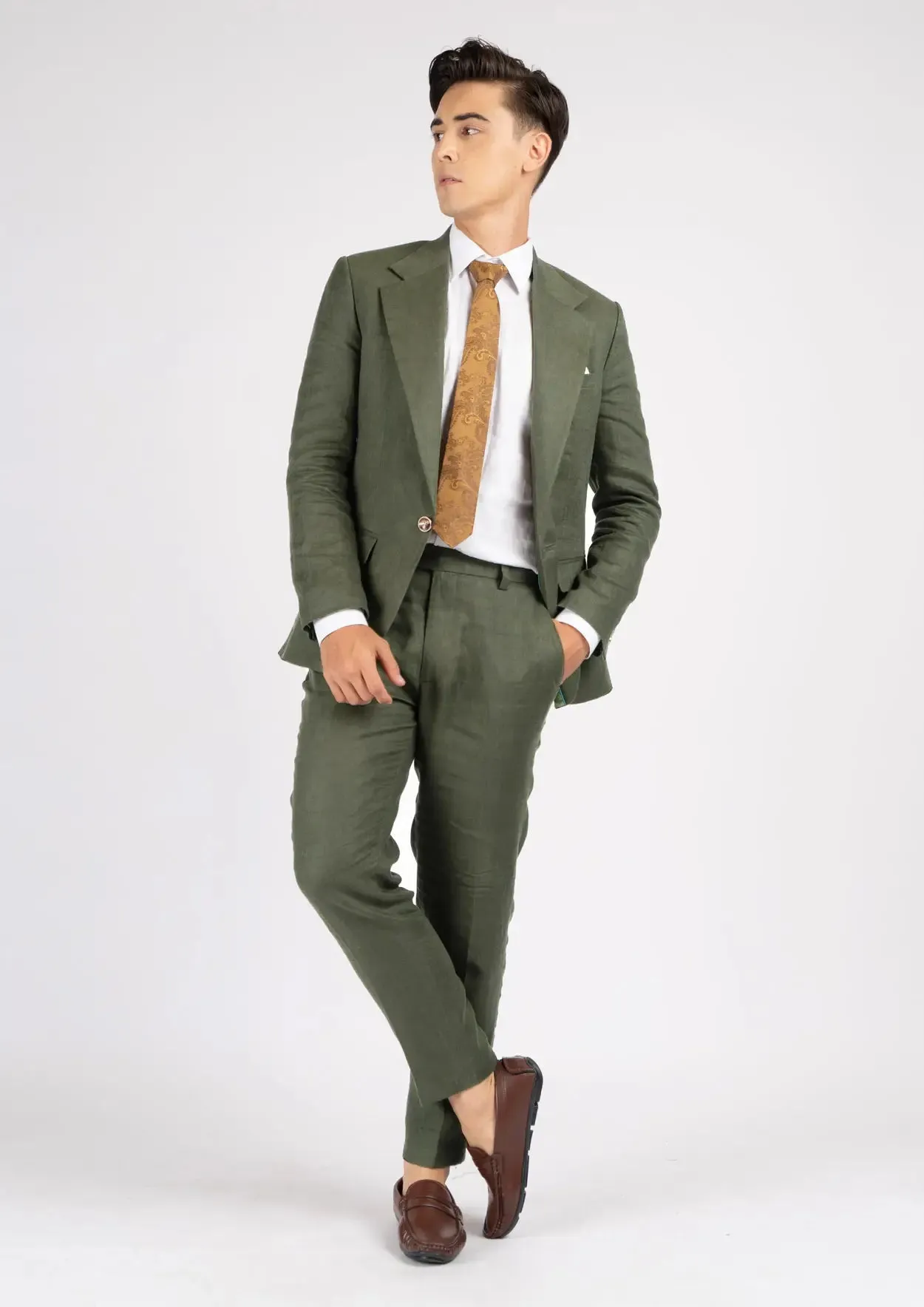 Eldridge Juniper Green Linen Suit