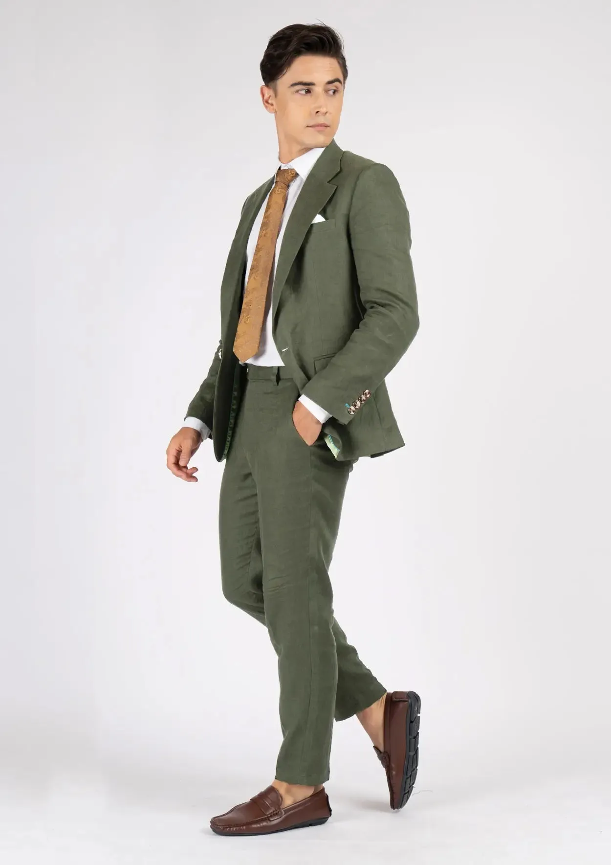 Eldridge Juniper Green Linen Suit