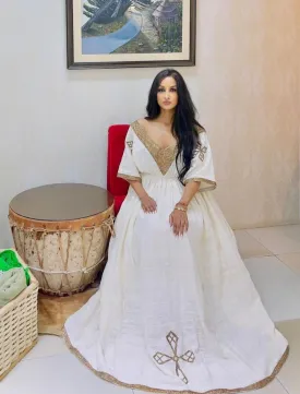 Elegant Habesha Dress Simple Light Ethiopian Traditional Dress