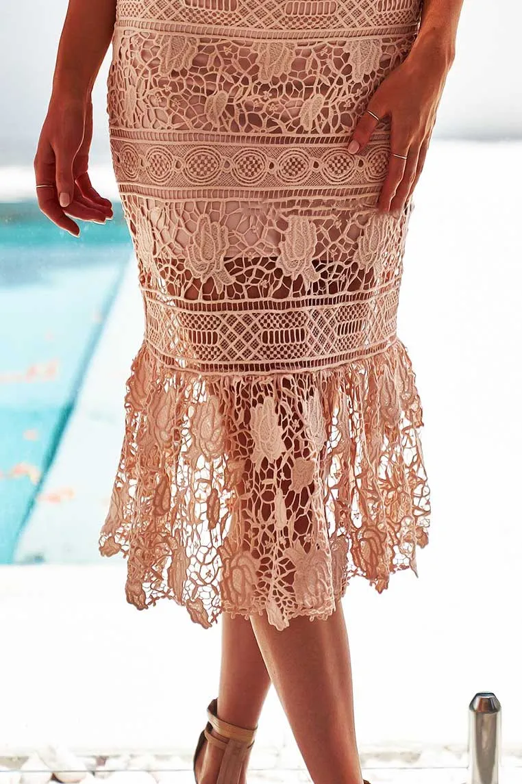 Estelle Lace Midi Dress - Blush