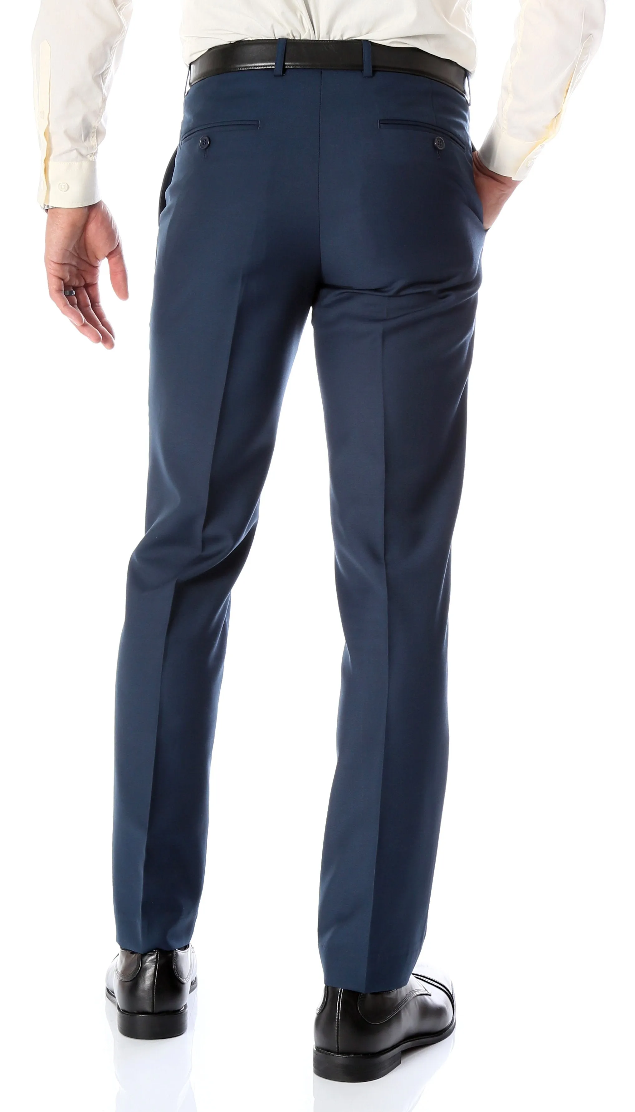 Ferrecci Men's Halo Navy Slim Fit Flat-Front Dress Pants