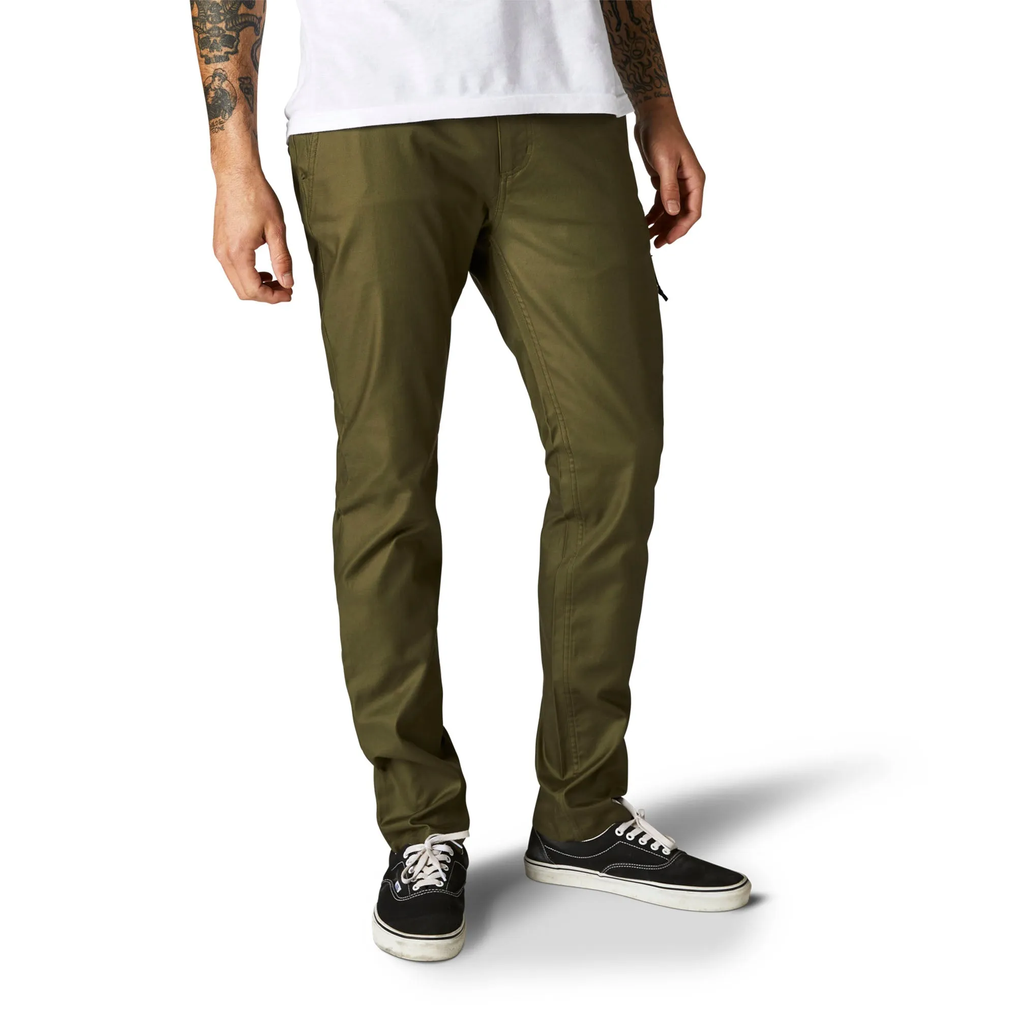 Fox Racing  Mens Fatigue Green Essex Stretch Slim Pants Classic Chino Casual Soft