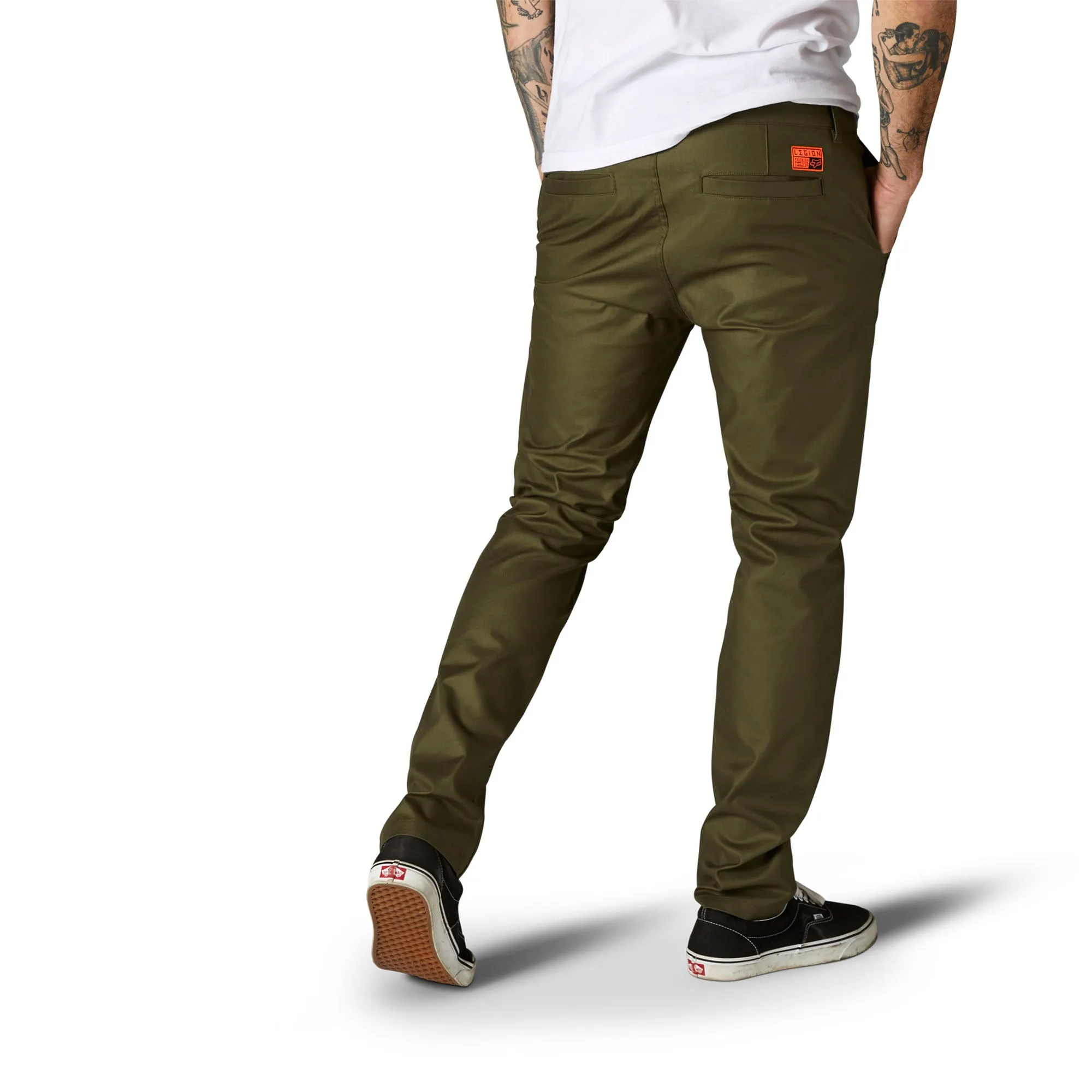 Fox Racing  Mens Fatigue Green Essex Stretch Slim Pants Classic Chino Casual Soft