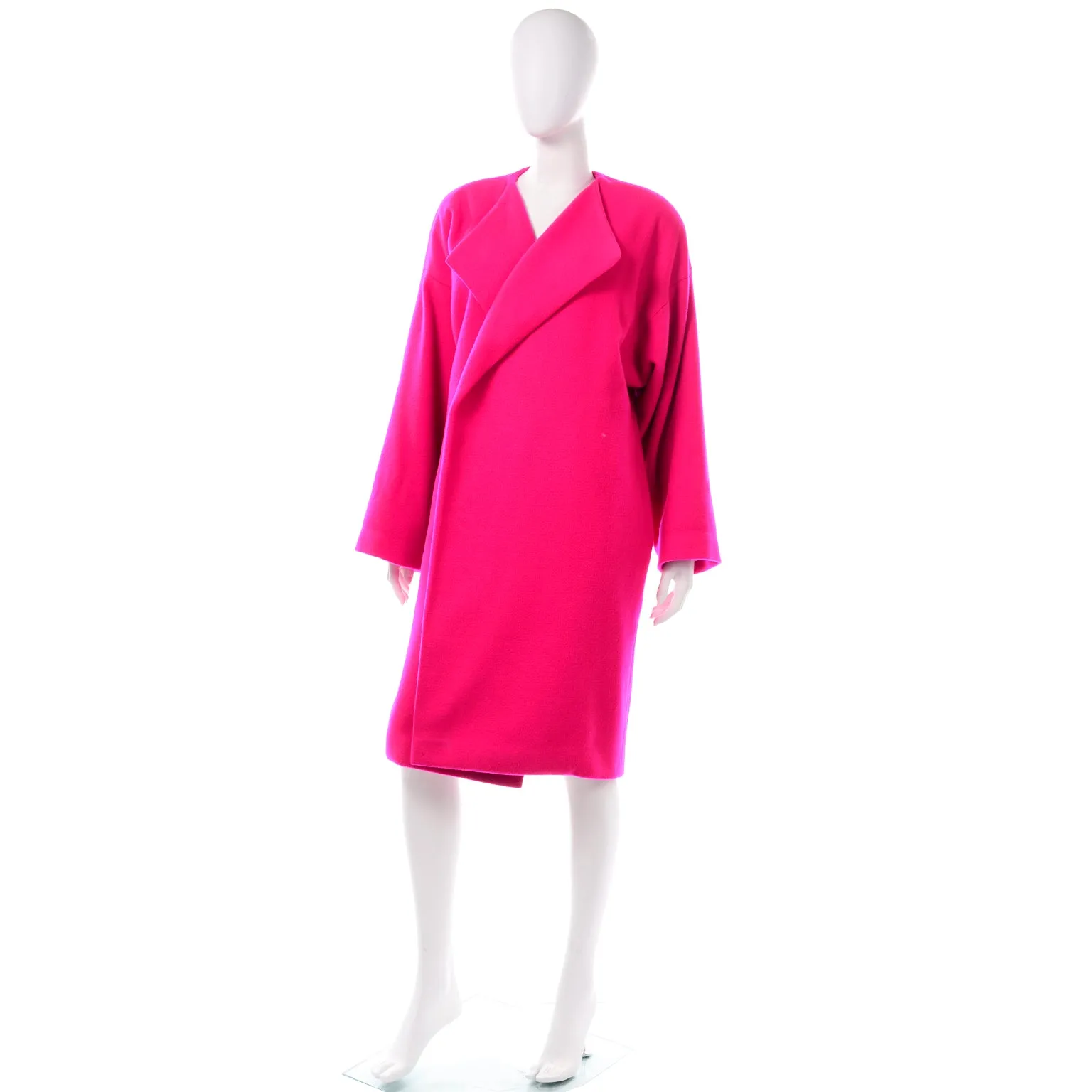 Rare Vintage Patrick Kelly Paris Hot Pink Cashmere-Wool Blend Coat - Fall/Winter 1989 Collection