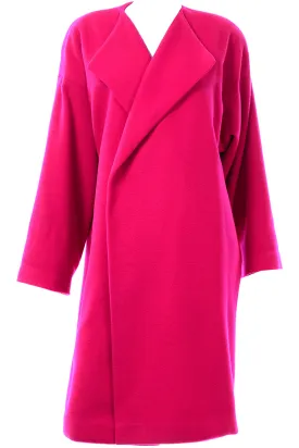 Rare Vintage Patrick Kelly Paris Hot Pink Cashmere-Wool Blend Coat - Fall/Winter 1989 Collection