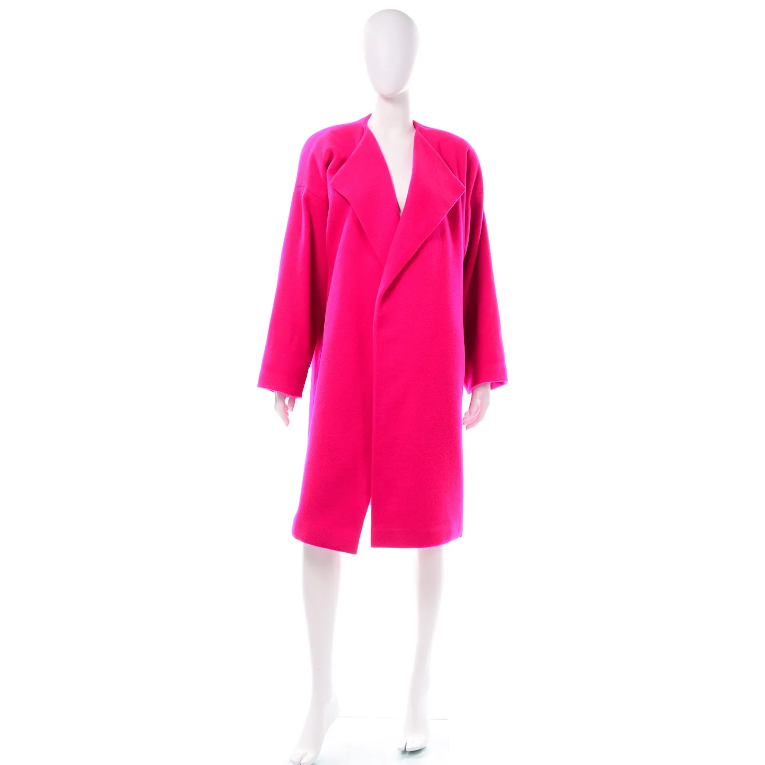 Rare Vintage Patrick Kelly Paris Hot Pink Cashmere-Wool Blend Coat - Fall/Winter 1989 Collection