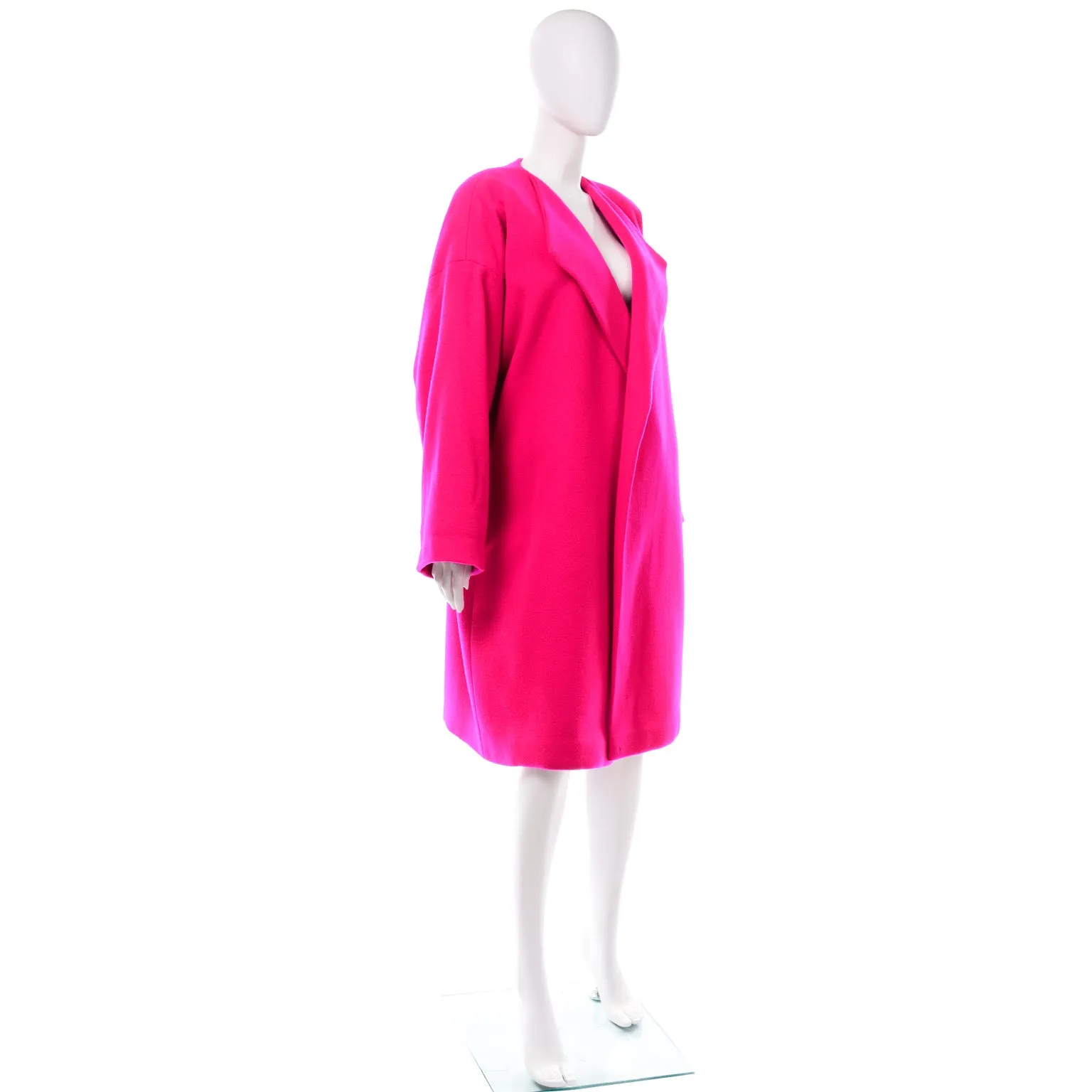 Rare Vintage Patrick Kelly Paris Hot Pink Cashmere-Wool Blend Coat - Fall/Winter 1989 Collection