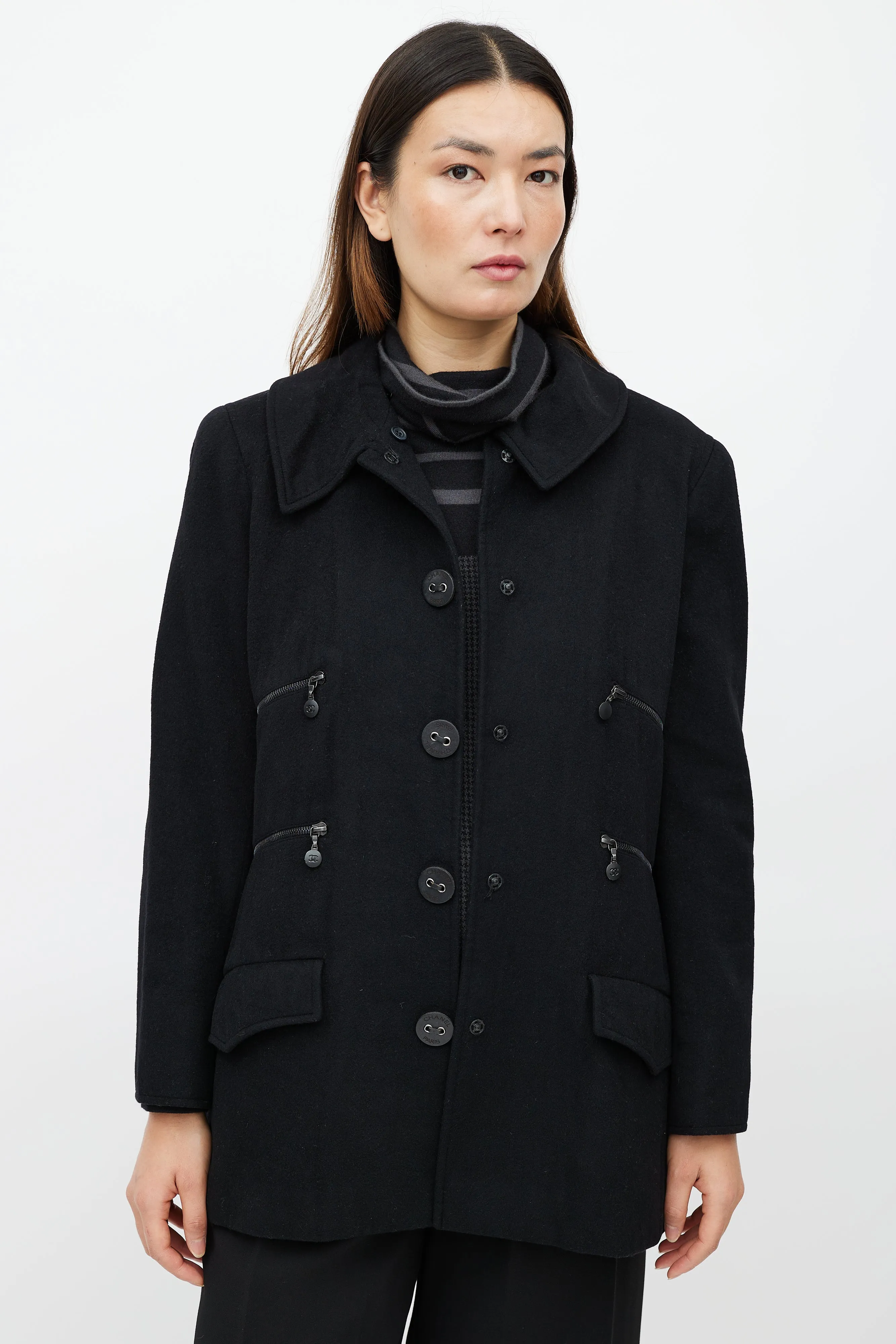 FW 2002 Black Cashmere Zipper Coat