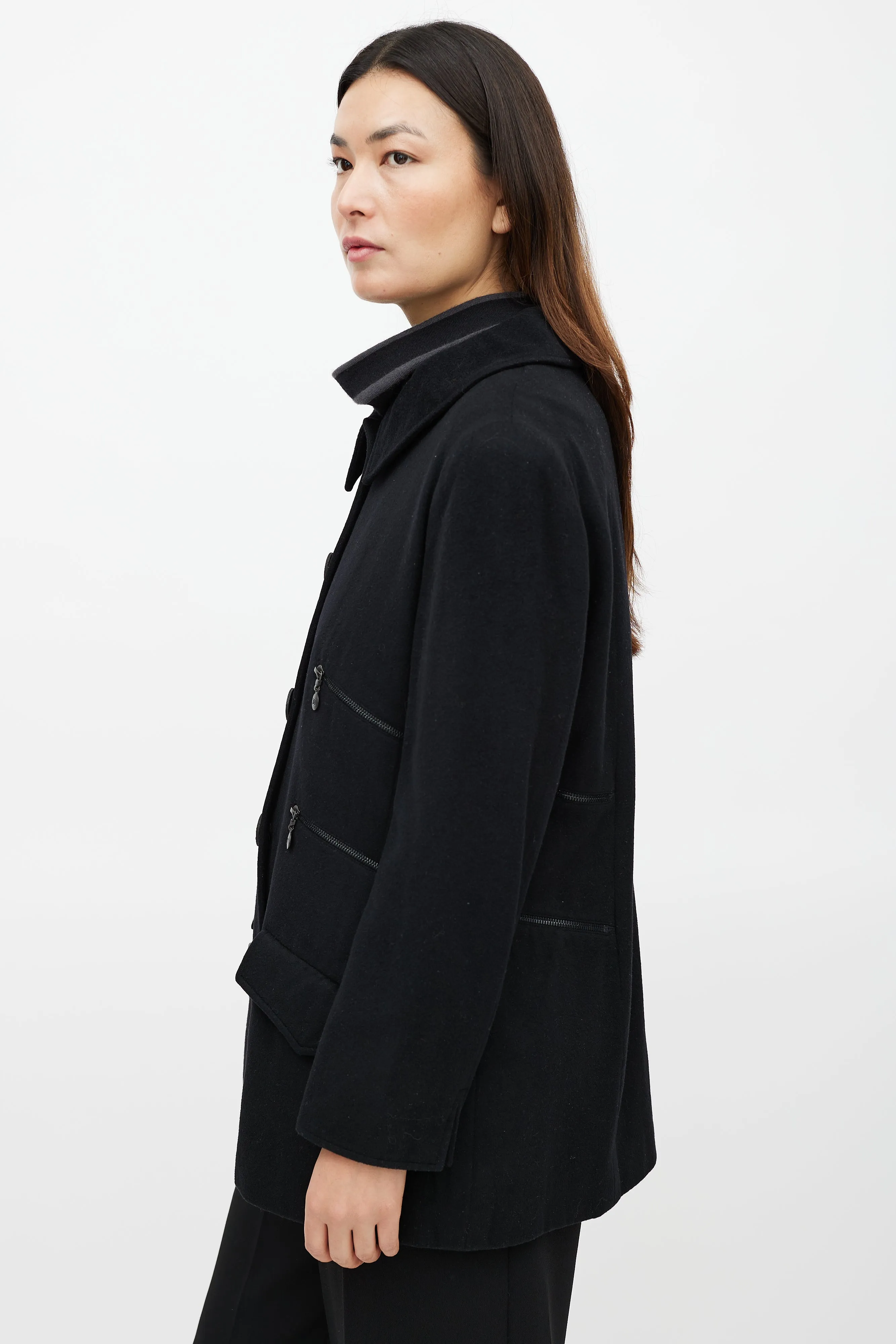 FW 2002 Black Cashmere Zipper Coat