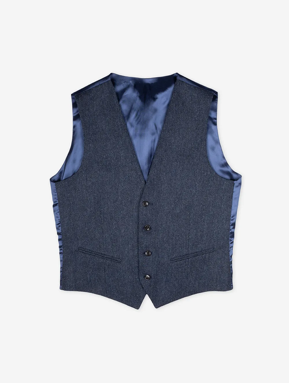 Herringbone 3 piece Wool Suit Blue