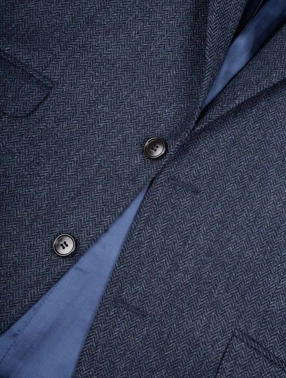 Herringbone 3 piece Wool Suit Blue