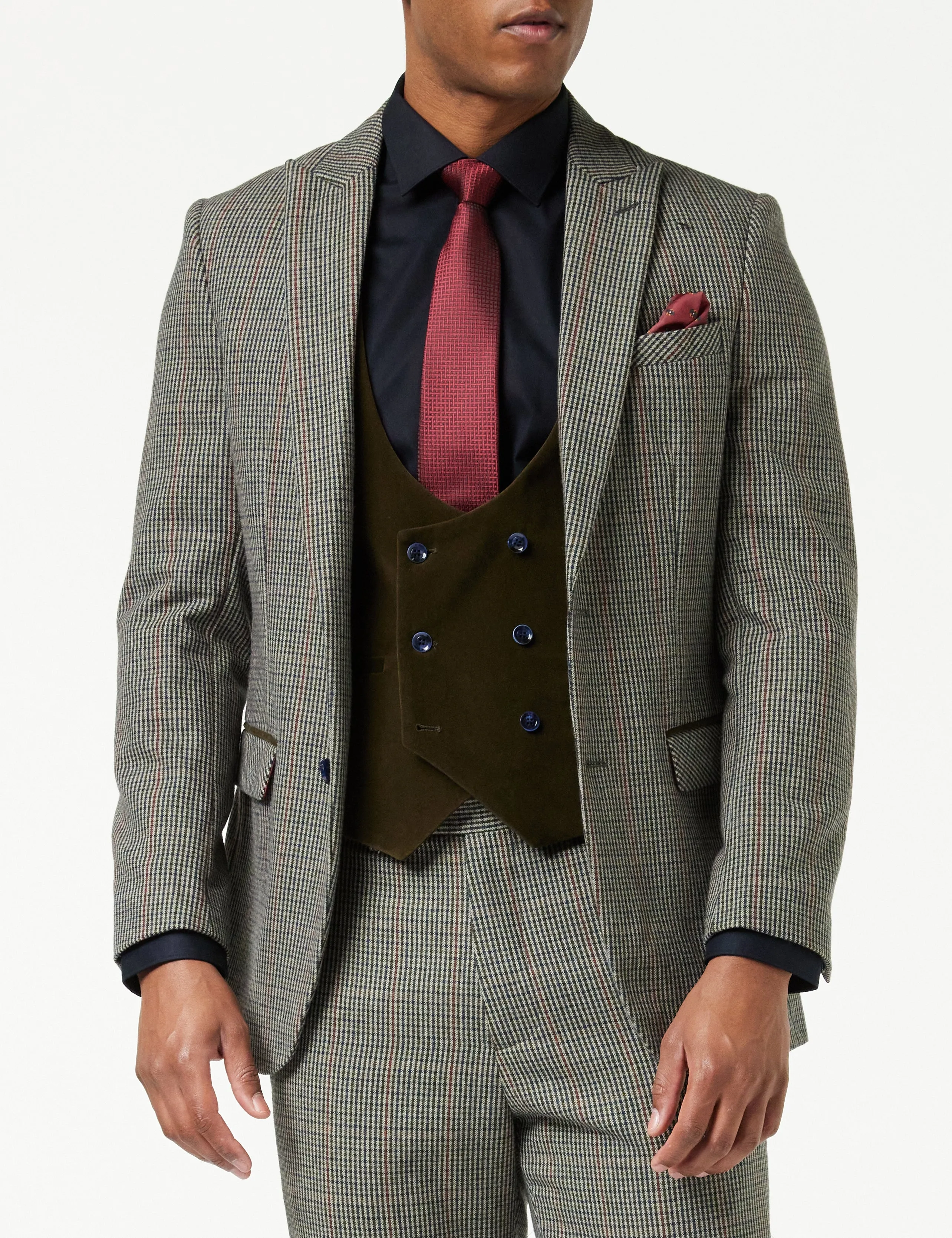 HERVE – GREEN HOUNDSTOOTH TWEED SUIT