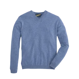 James V-Neck Cashmere Sweater - Heather Vintage Indigo