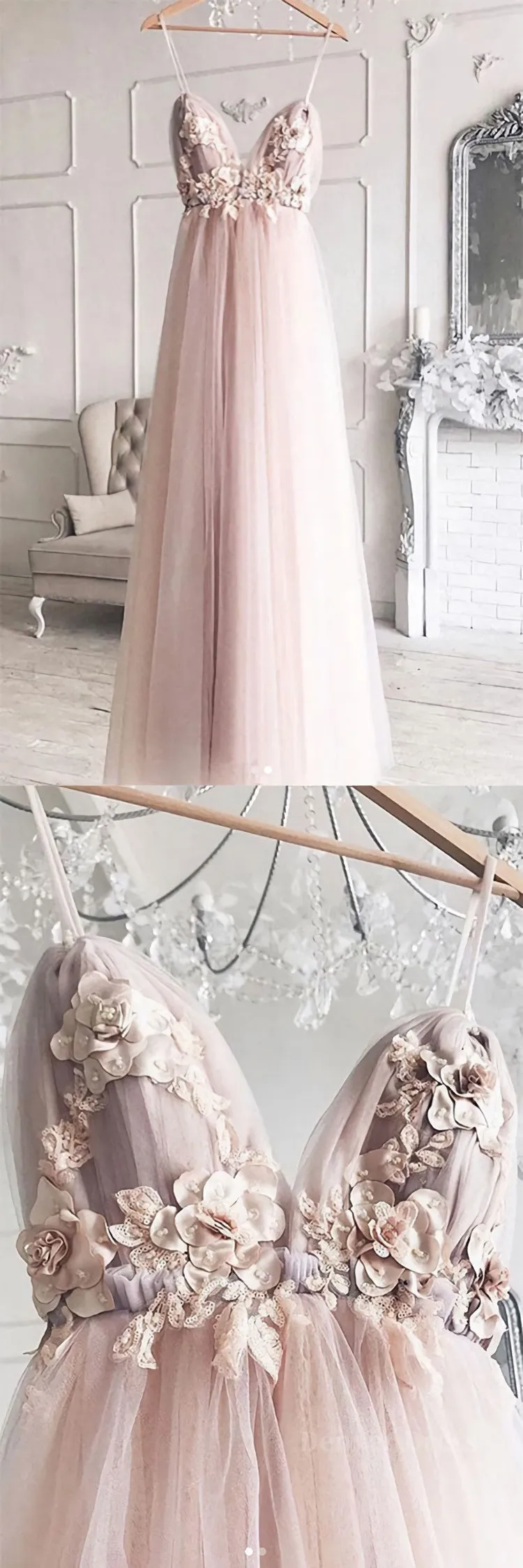 kamahe Sweetheart tulle lace long prom dress, tulle lace evening dress