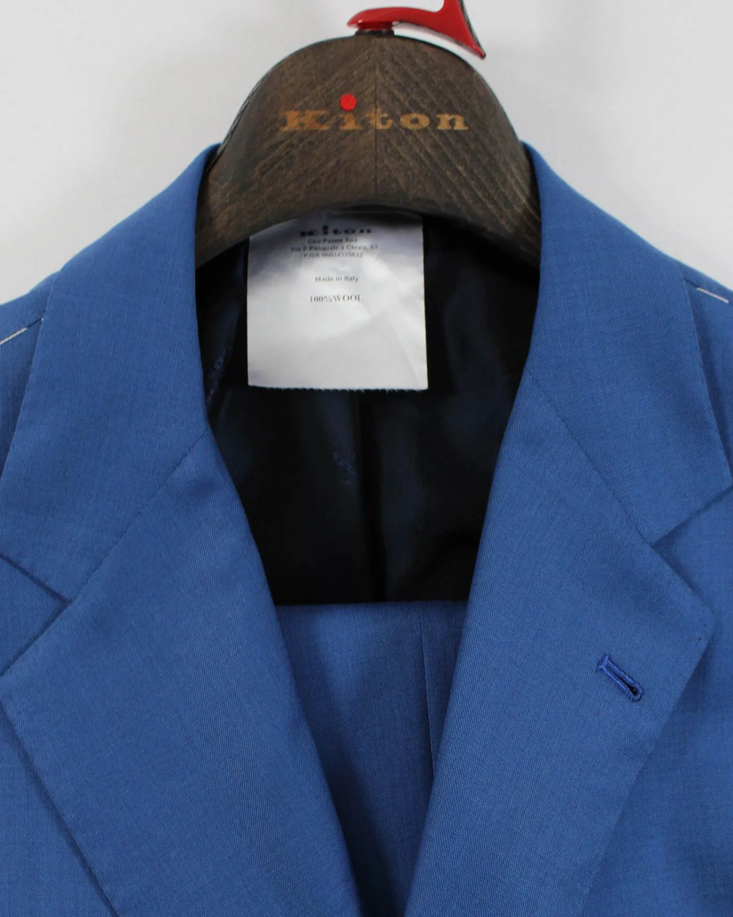 Kiton Suit Blue 14 Micron Wool EU 58 - US 46 L