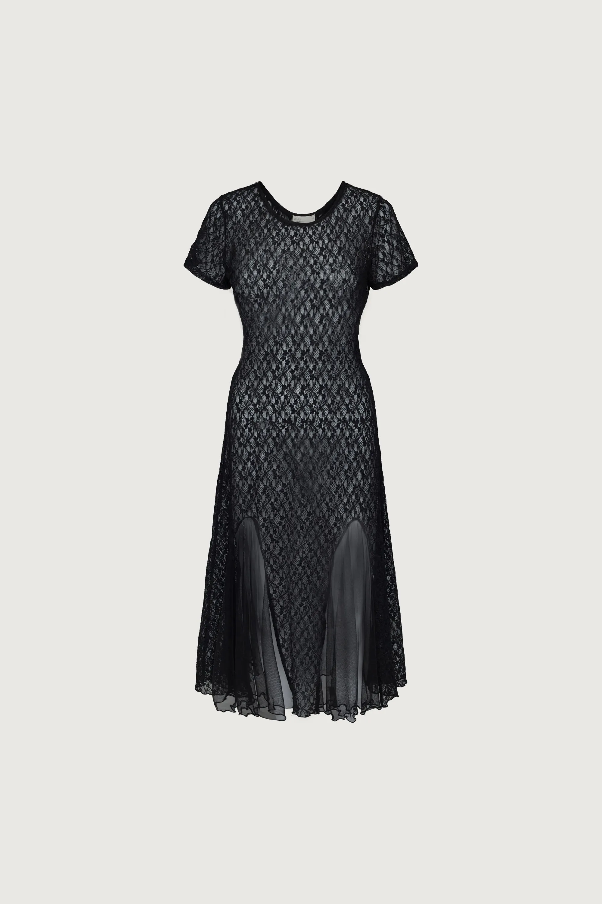 LACE SHORT SLEEVE MIDI DRESS