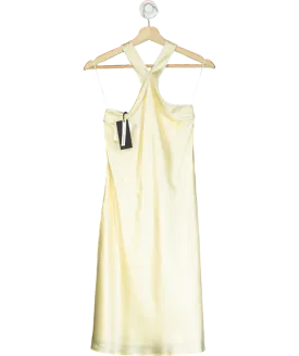 Lily Silk Cream Elegant Alluring Cowl Neck Silk Dress UK XS