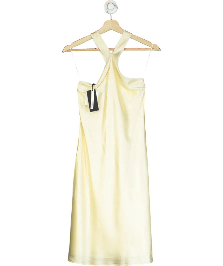 Lily Silk Cream Elegant Alluring Cowl Neck Silk Dress UK XS