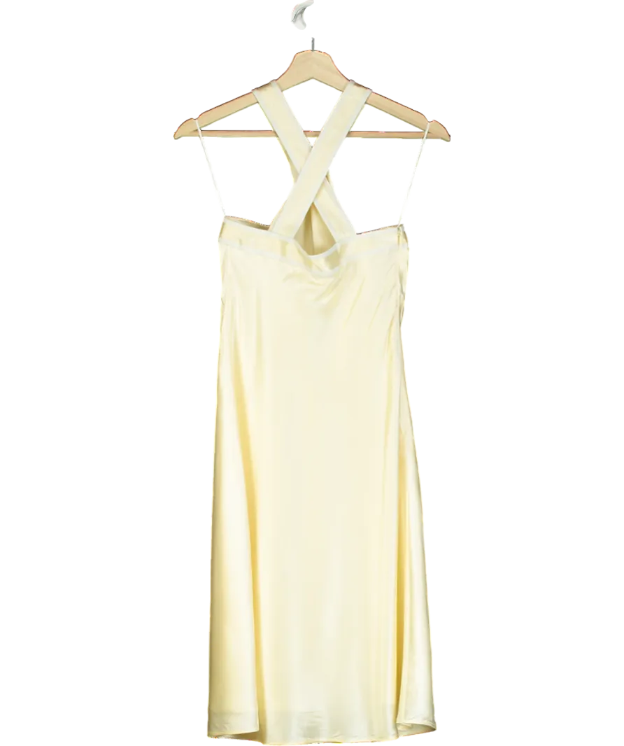 Lily Silk Cream Elegant Alluring Cowl Neck Silk Dress UK XS