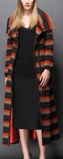 Long Cashmere & Wool Coat - (Red, Blue, Beige, Multi)