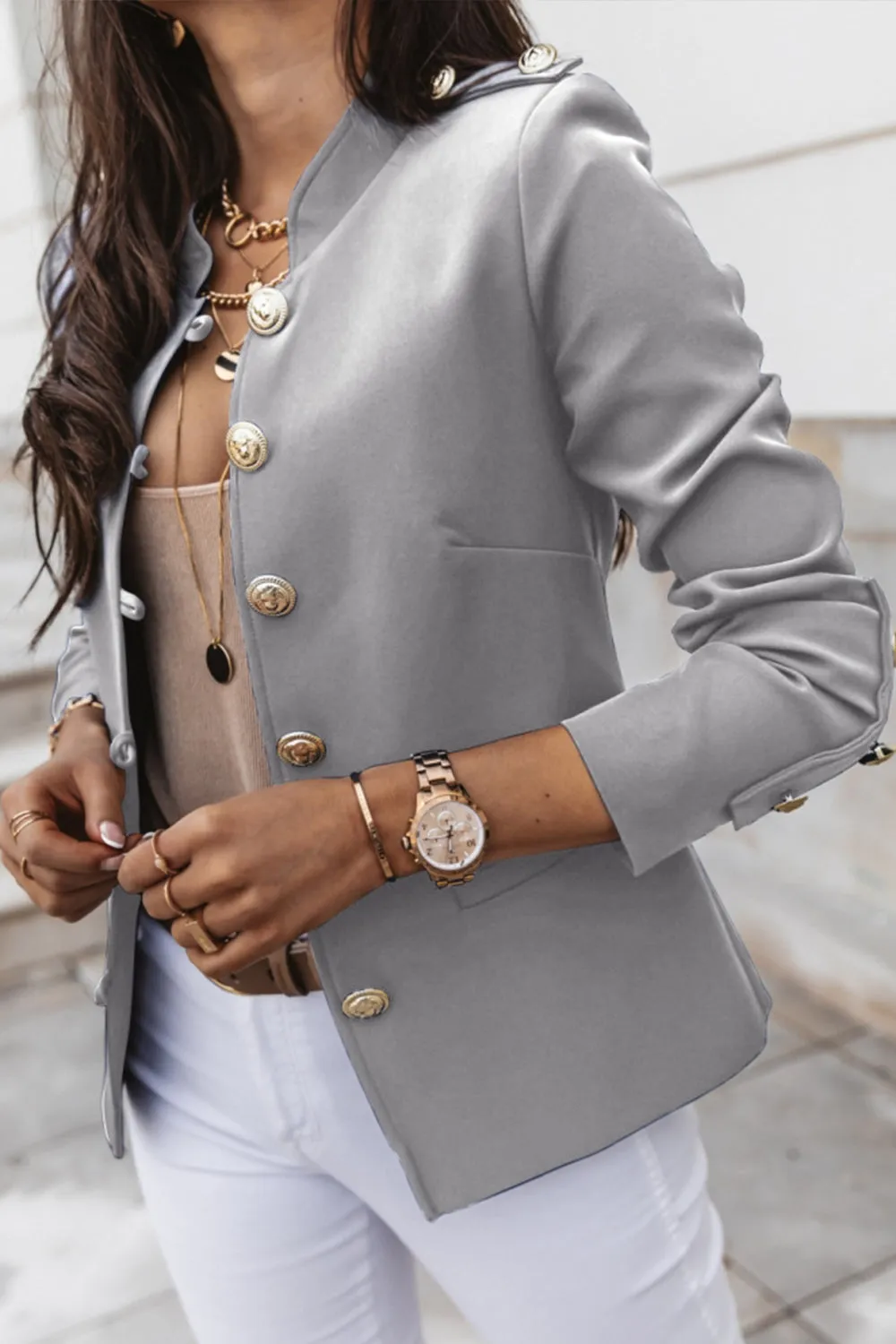 Long Sleeve Slim Breasted Suit Jacket